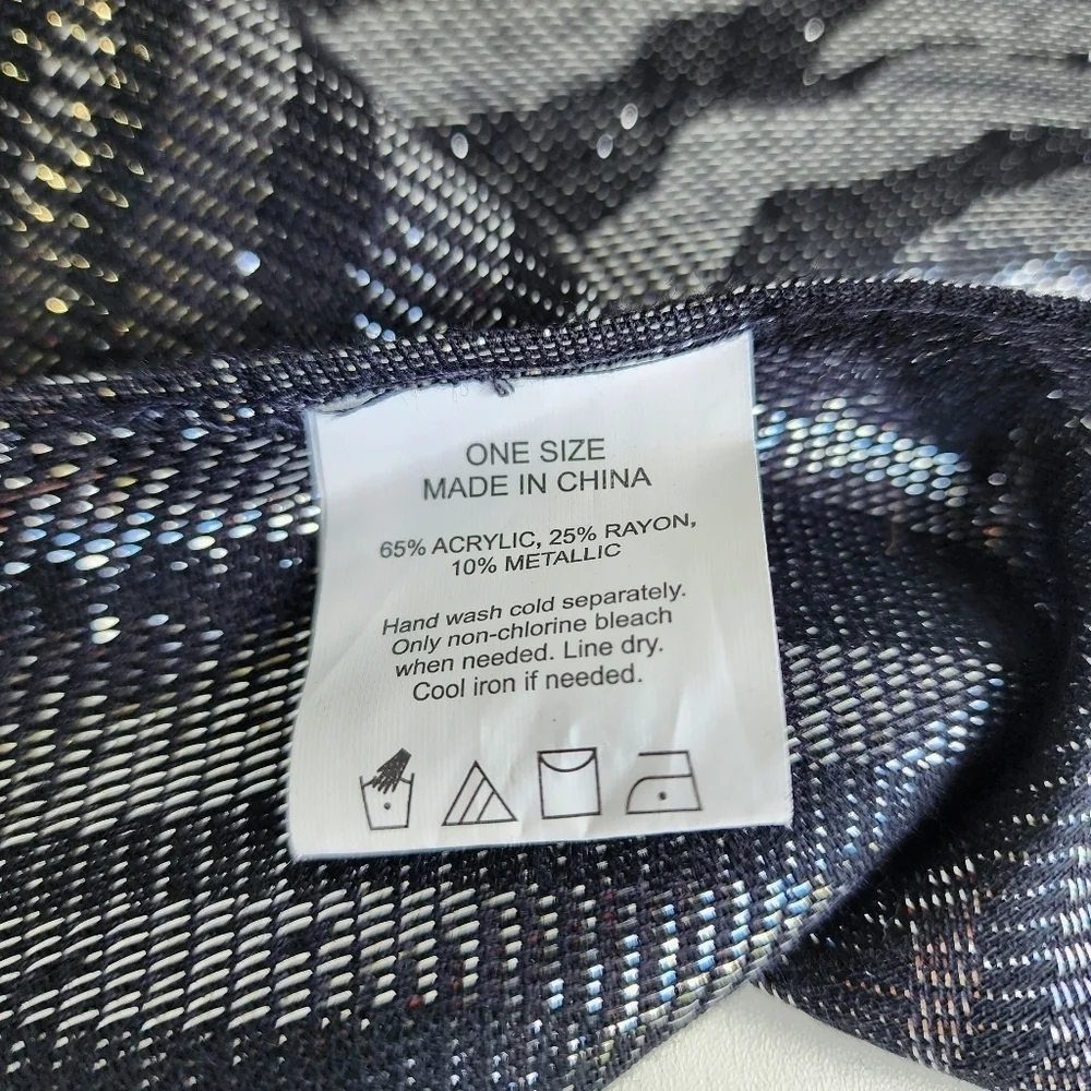 Women's Black & Silver Metallic Animal Print Scarf Shawl Fringe 78